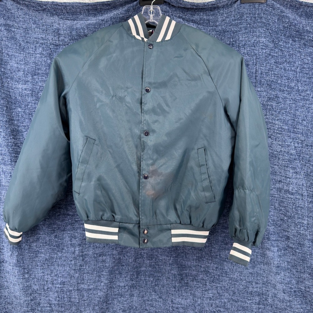 Westark Bomber Jacket Men L Teal Regular Fit Vintage Made in USA Varsity Retro